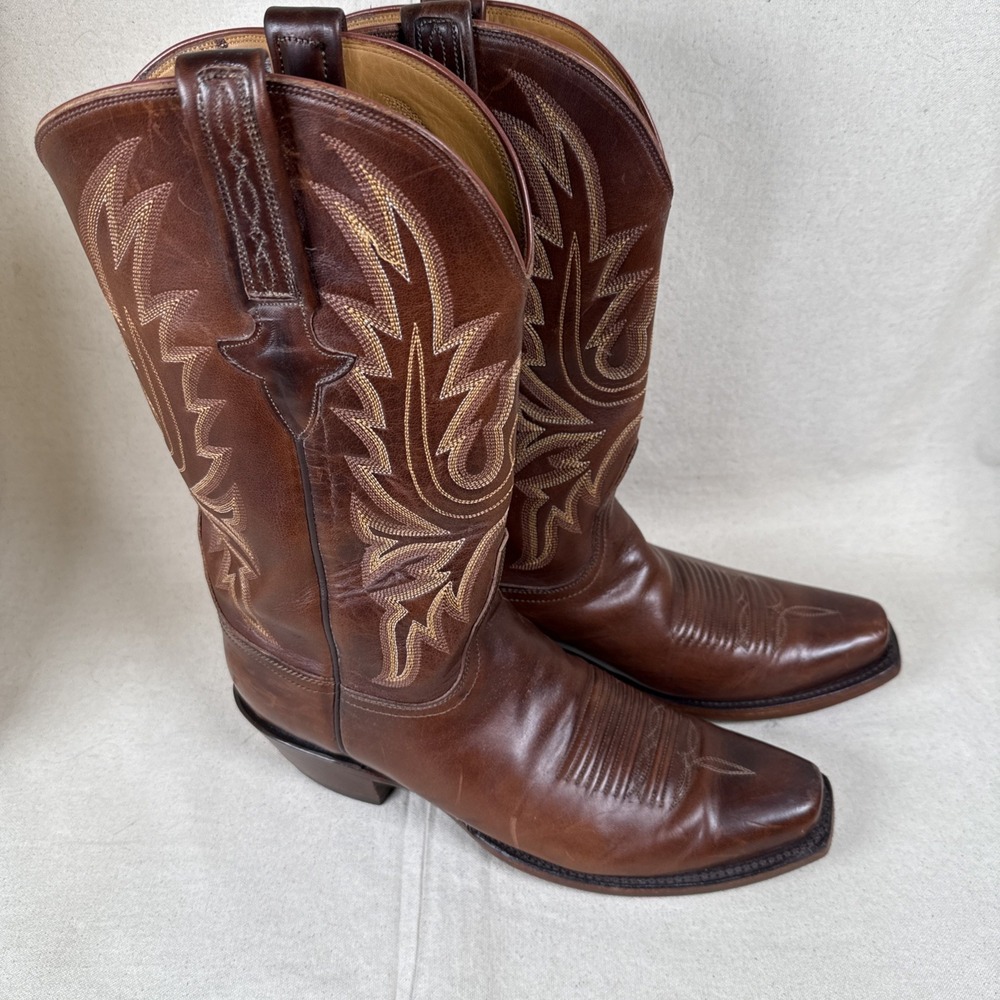 Lucchese 1883 Cowboy Boots Mens 8.5 D Brown Leather Western Classic Snip Toe